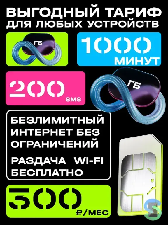Т2: «Партнер М». Безлимитный интернет, 1000 минут, 200 смс